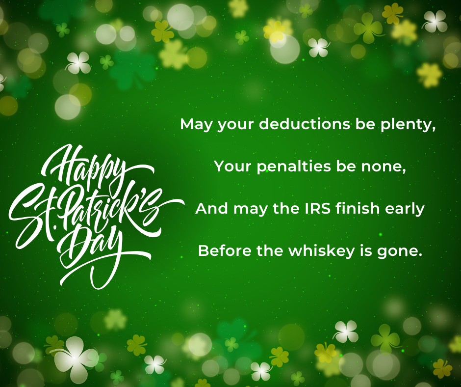 St Patrick's Day Irish blessing related to taxes