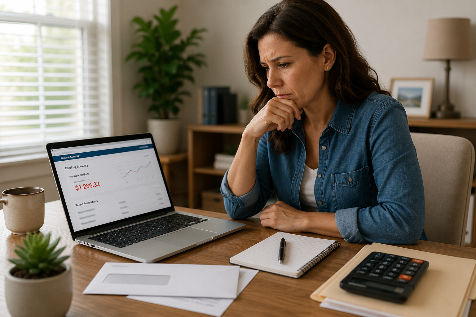 Taxpayer reviewing a bank account after receiving an IRS notice about potential collection action.