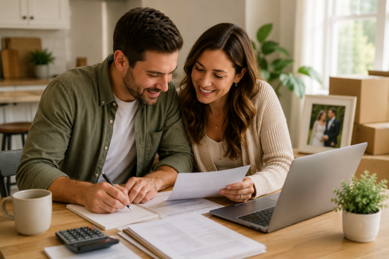 Newly married couple reviewing tax changes after marriage and planning for their next filing season