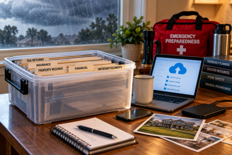 Disaster tax preparedness with important tax and financial records protected before an emergency
